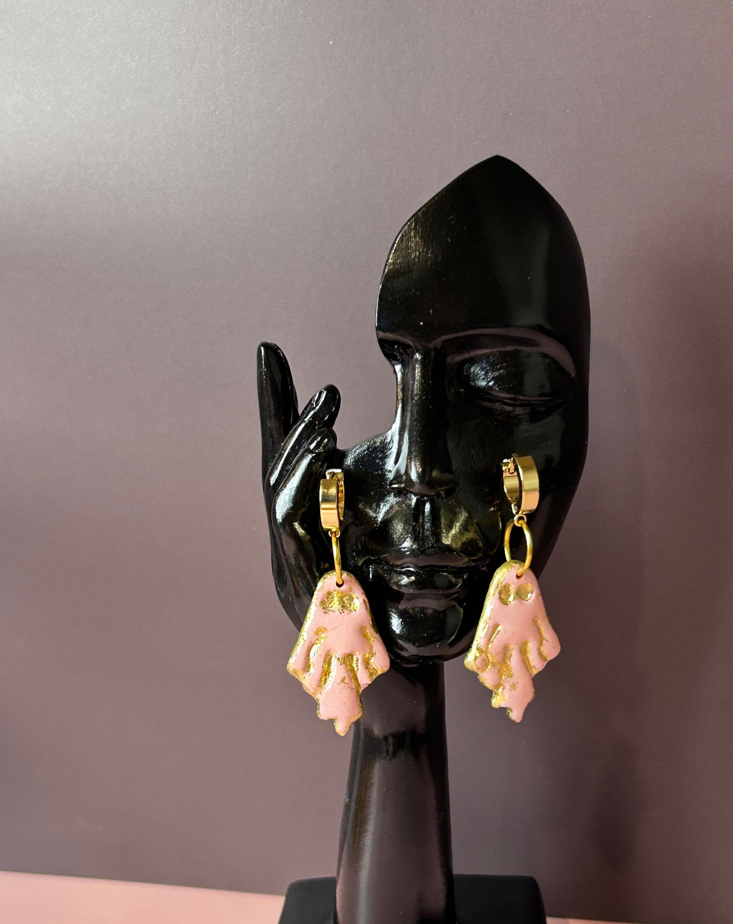 Pink Ghost Earrings | Handmade Polymer Clay Halloween Dangles