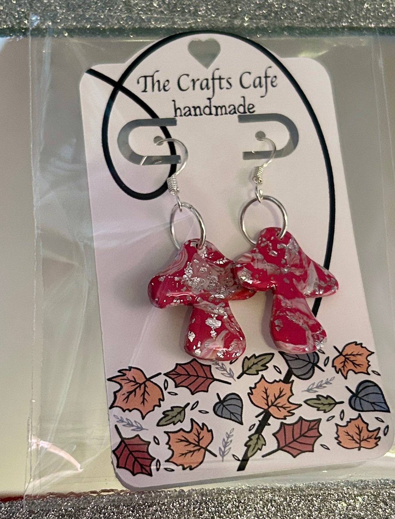 Marbled Mushroom Earrings – Style #06 (Silver Tone)