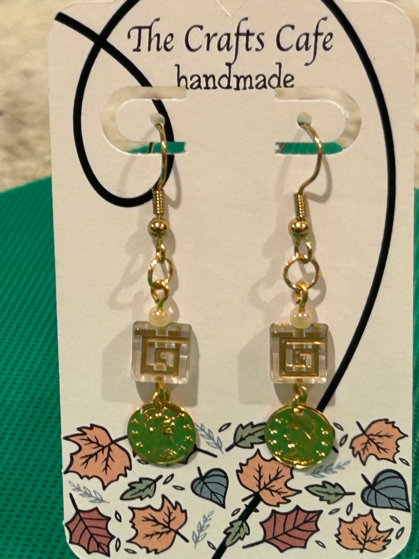 Golden Maze Glass Bead Dangle Earrings - Clear With Golden Inlay