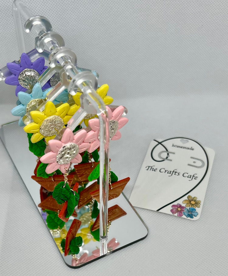Summer Blooms 🌼 – Handmade Flower Pot Earrings