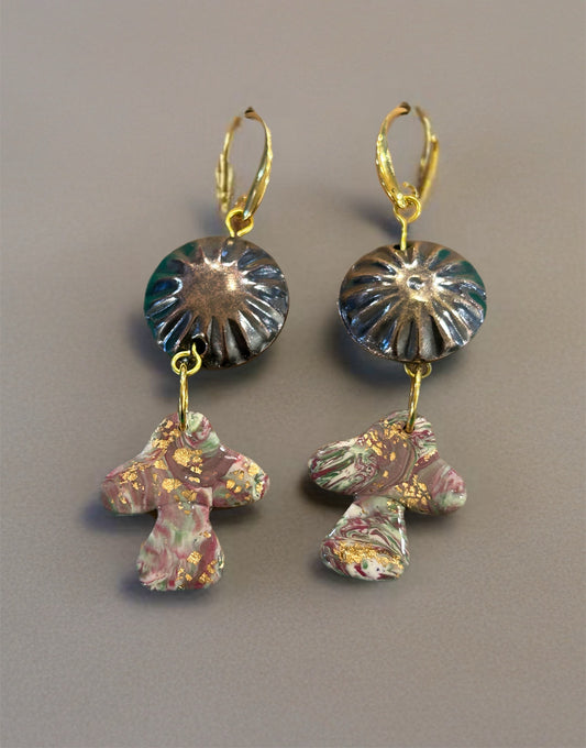 Vintage Glow Mushroom Statement Earrings