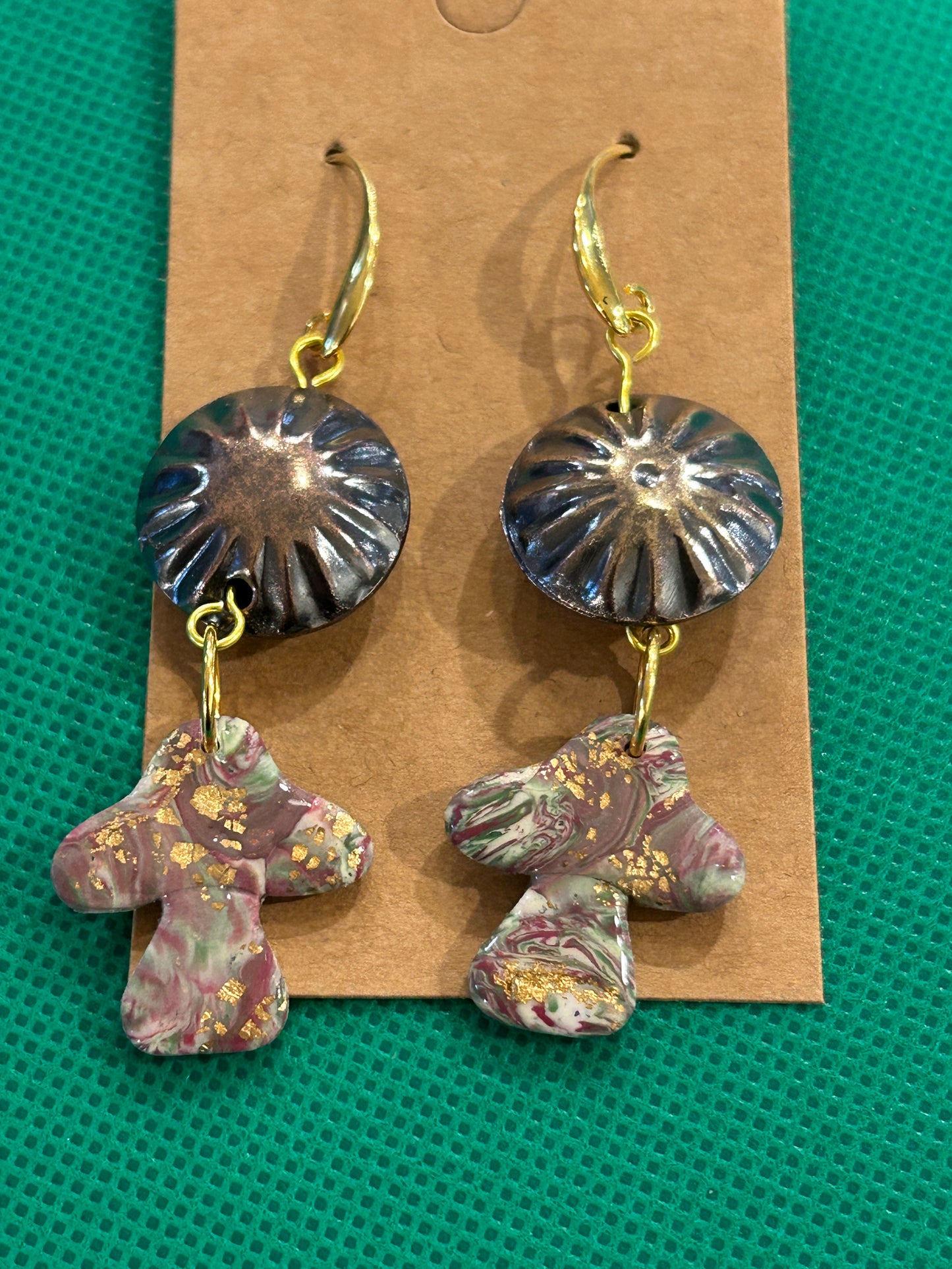 Vintage Glow Mushroom Statement Earrings