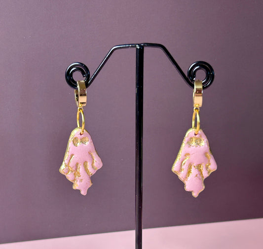 Pink Ghost Earrings | Handmade Polymer Clay Halloween Dangles