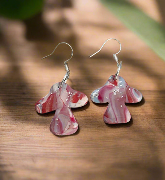 Marbled Mushroom Earrings – Style #07 (Silver Tone)
