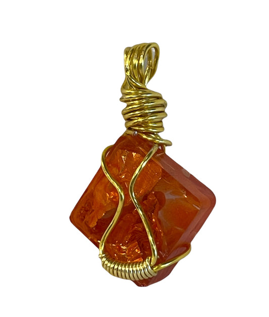 Amber with Gold Tone Pendant